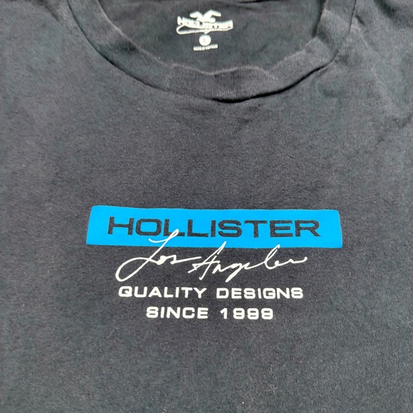 Hollister Graphic T Shirt Men's Size L Black Long Sleeve Crew Neck Casual - Picture 2 of 6